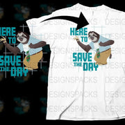 Funny Sloth Superhero T-Shirt, Here To Save The Day Graphic Tee, Casual White Cotton Shirt for Unisex