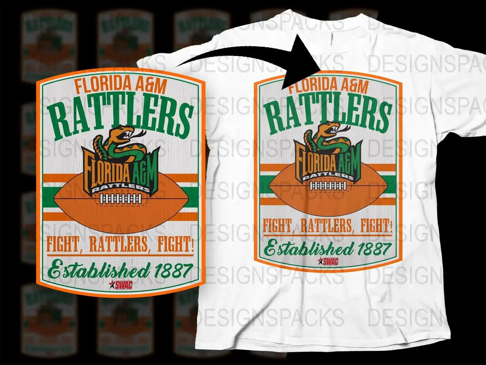 Florida AandM Rattlers T-Shirt, Vintage College Sports Tee, Established 1887 Graphic, Unisex Clothing