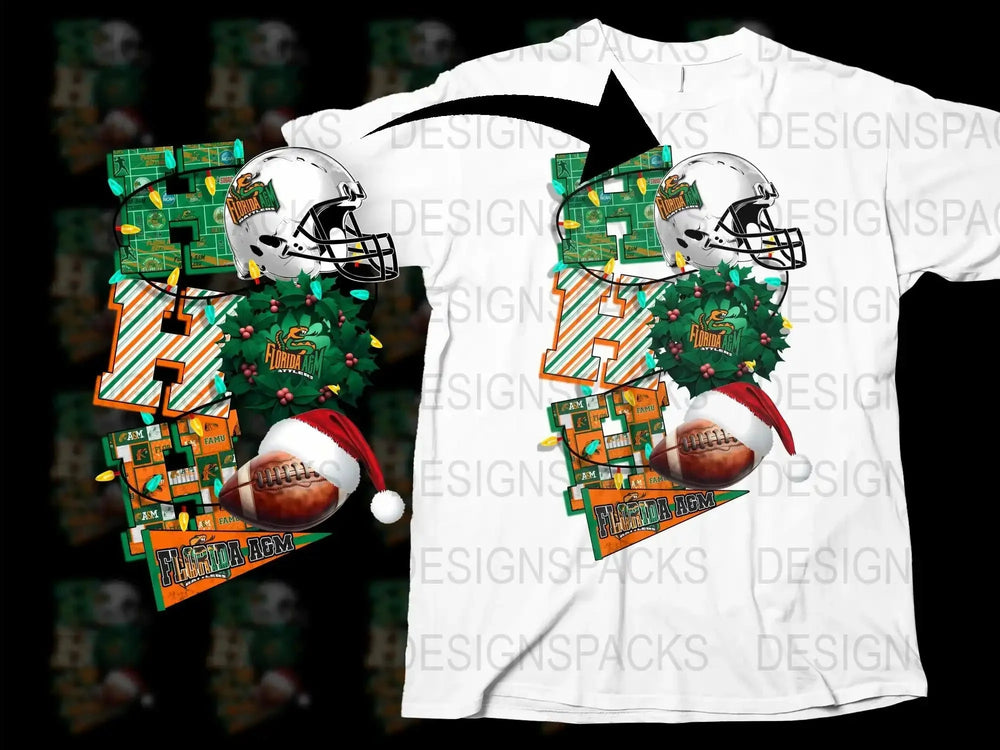 Festive Football T-Shirt, Christmas Graphic Tee, Holiday Sports Apparel, Unique Gift Idea