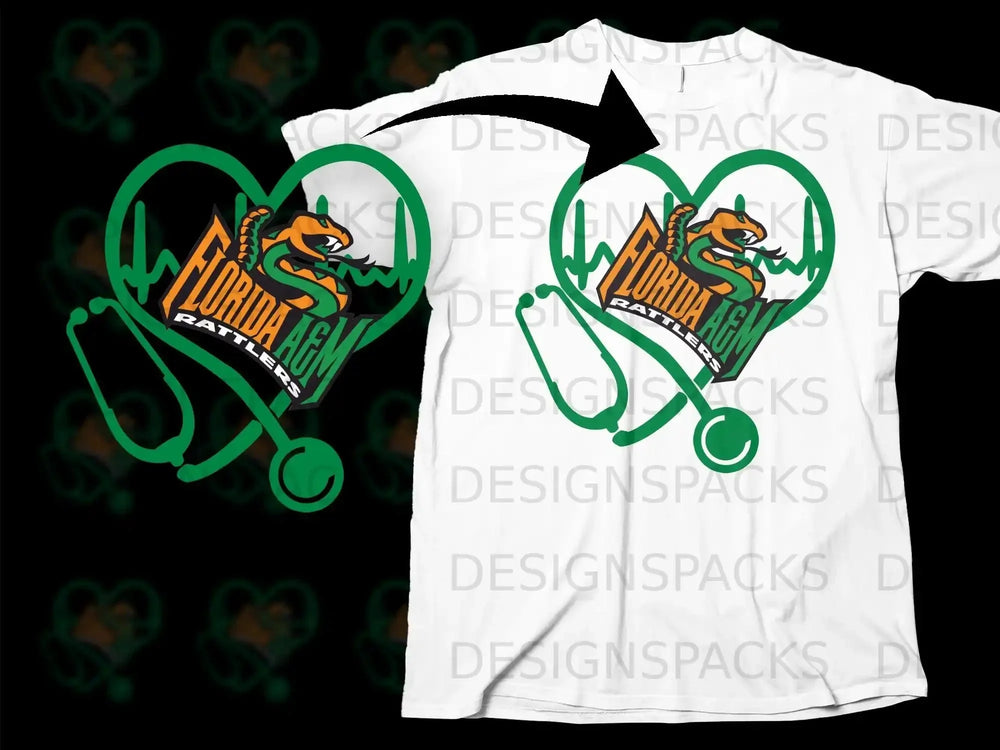 Florida A&M Rattlers Heartbeat Design T-shirt