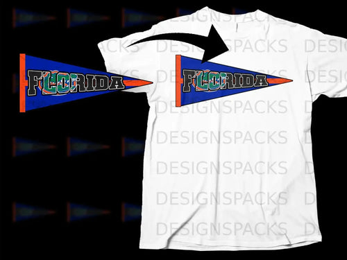 Florida Gators Pennant Graphic on White T-Shirt