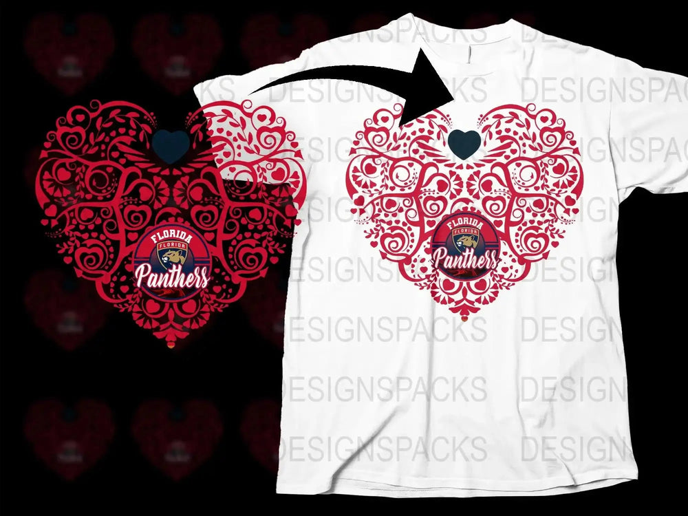 Florida Panthers Heart Design Png Digital Download