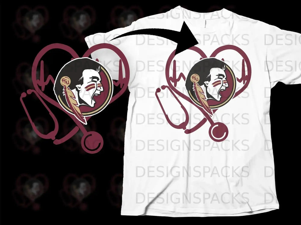Heartbeat Stethoscope Warrior Design T-shirt