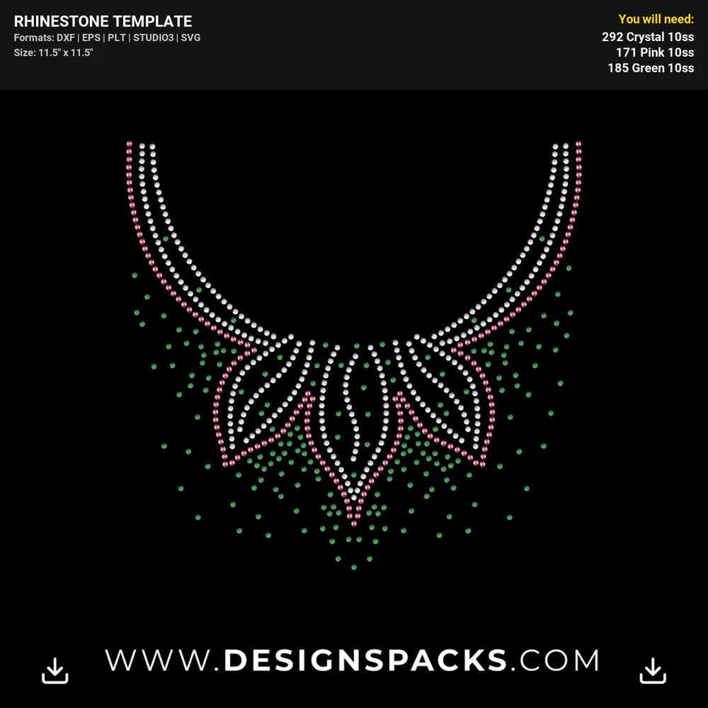 Flower Necklace Rhinestone Digital Template