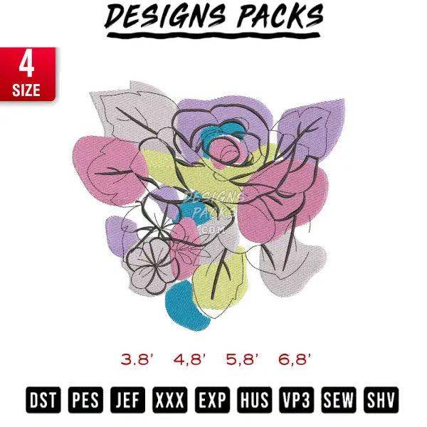 flower Paint Brush Embroidery Design 
