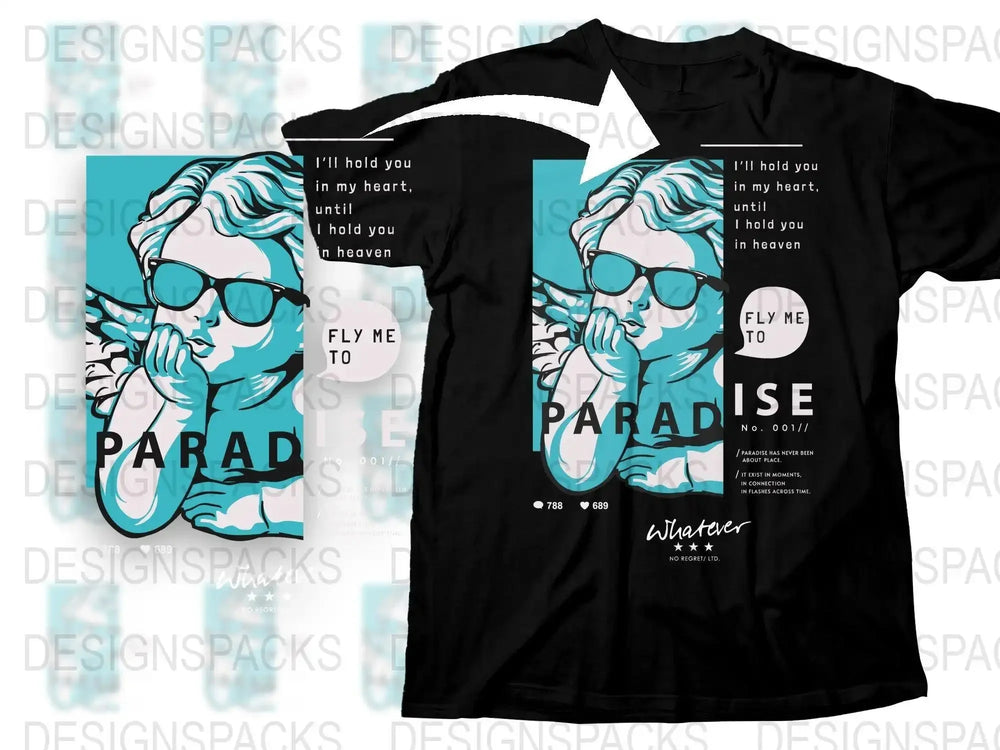 Fly Me to Paradise Angel Graphic Png Digital Download