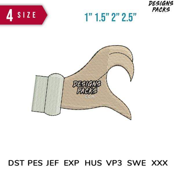 Embroidery design of a claw hand in 4 sizes, compatible with DST PES JEF formats for machine embroidery