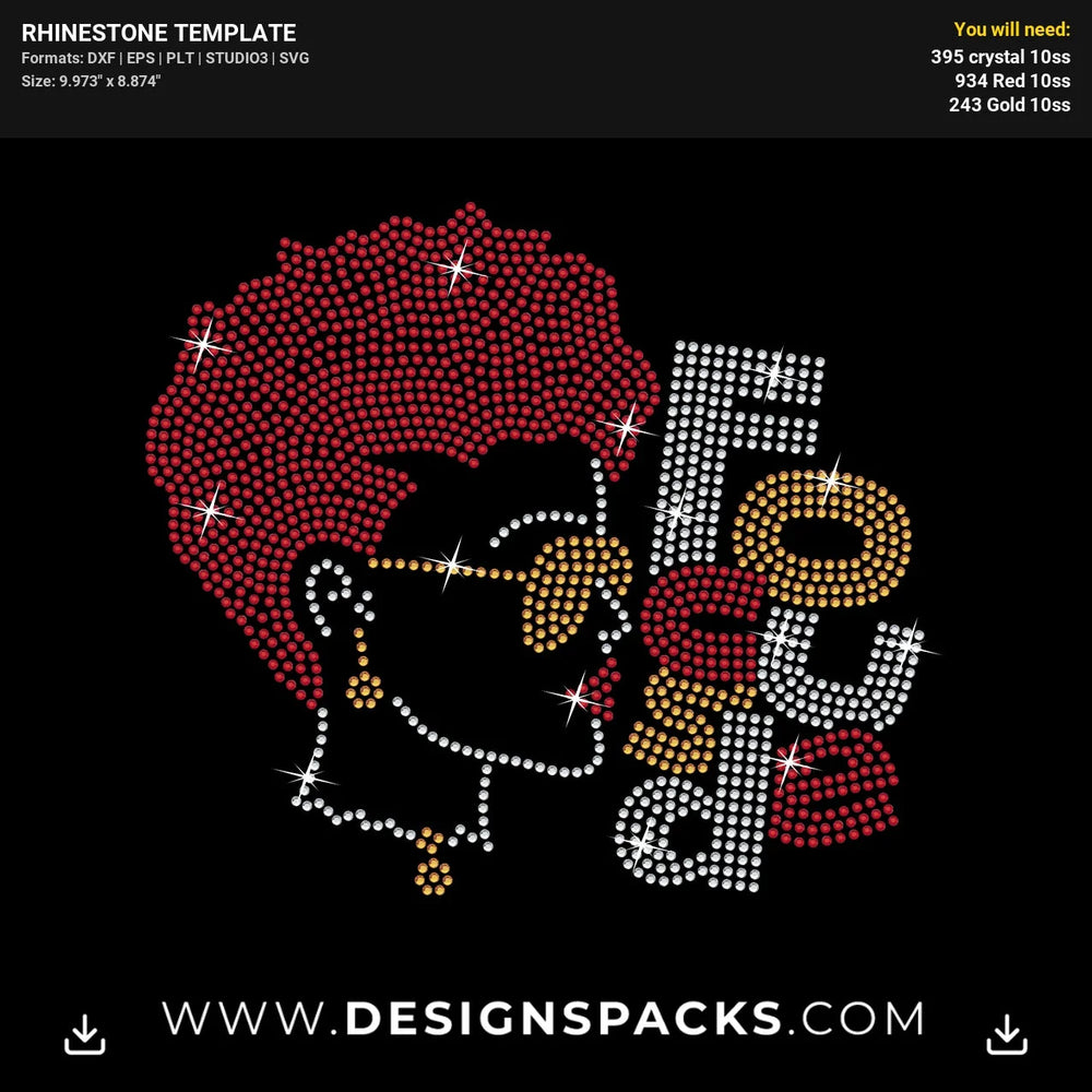 Focused Woman Rhinestone Digital Template
