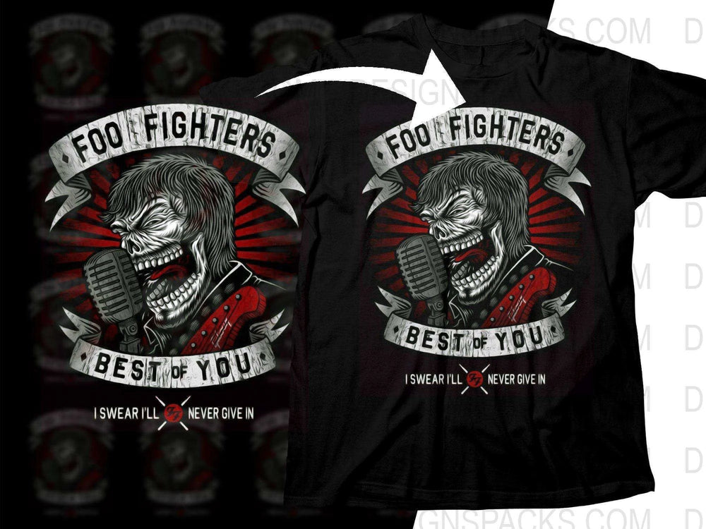 Foo Fighters Best Of You Skull I Swear I'll Never Give In Design Png Halftone Digital Download