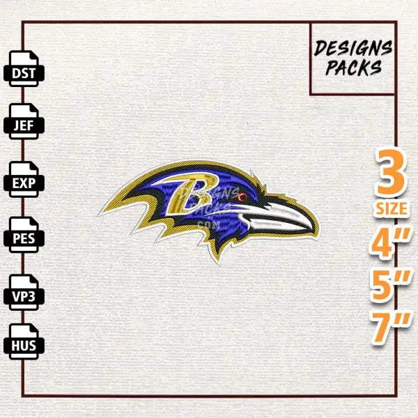 Football Baltimore Ravens Embroidery Design