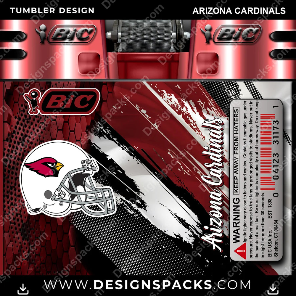 Football BIC Lighter Arizona Cardinals NFL Football Tumbler Digital Wrap Design Download