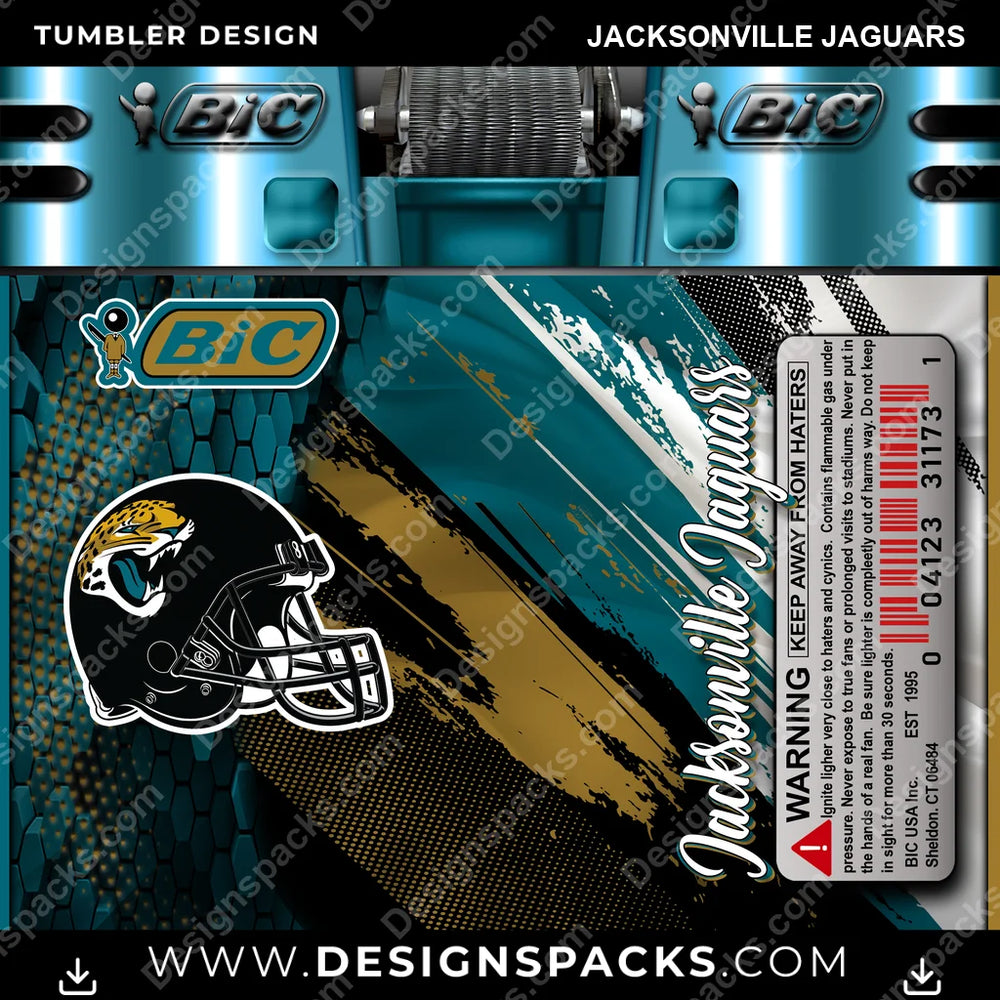 Football BIC Lighter Jacksonville Jaguars NFL Football Tumbler Digital Wrap Design Download