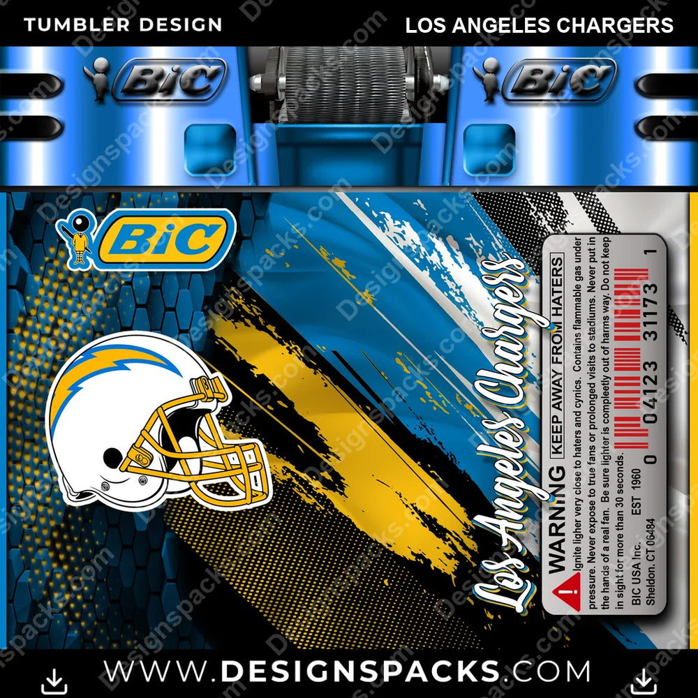 Football BIC Lighter Los Angeles Chargers NFL Football Tumbler Digital Wrap Design Download