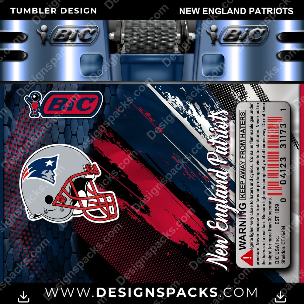 Football BIC Lighter New England Patriots NFL Football Tumbler Digital Wrap Design Download