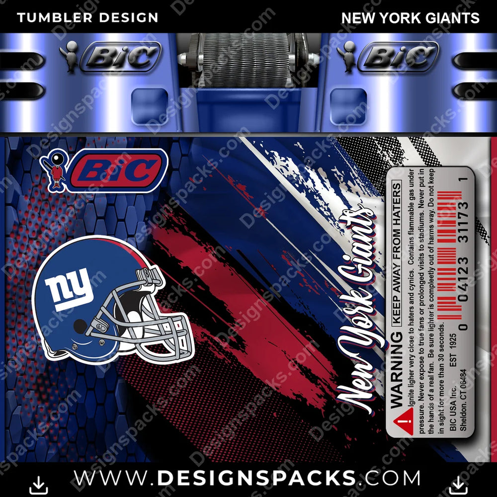 Football BIC Lighter New York Giants NFL Football Tumbler Digital Wrap Design Download