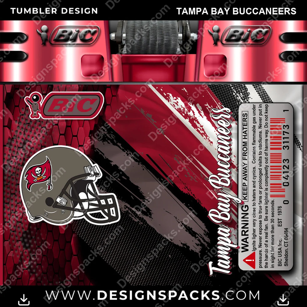Football BIC Lighter Tampa Bay Buccaneers NFL Football Tumbler Digital Wrap Design Download