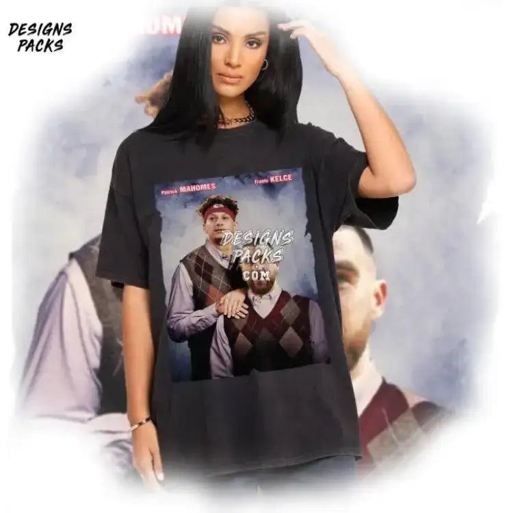 Football Bootleg Patrick Mahomes Travis Kelce Vintage 90’S Png Design