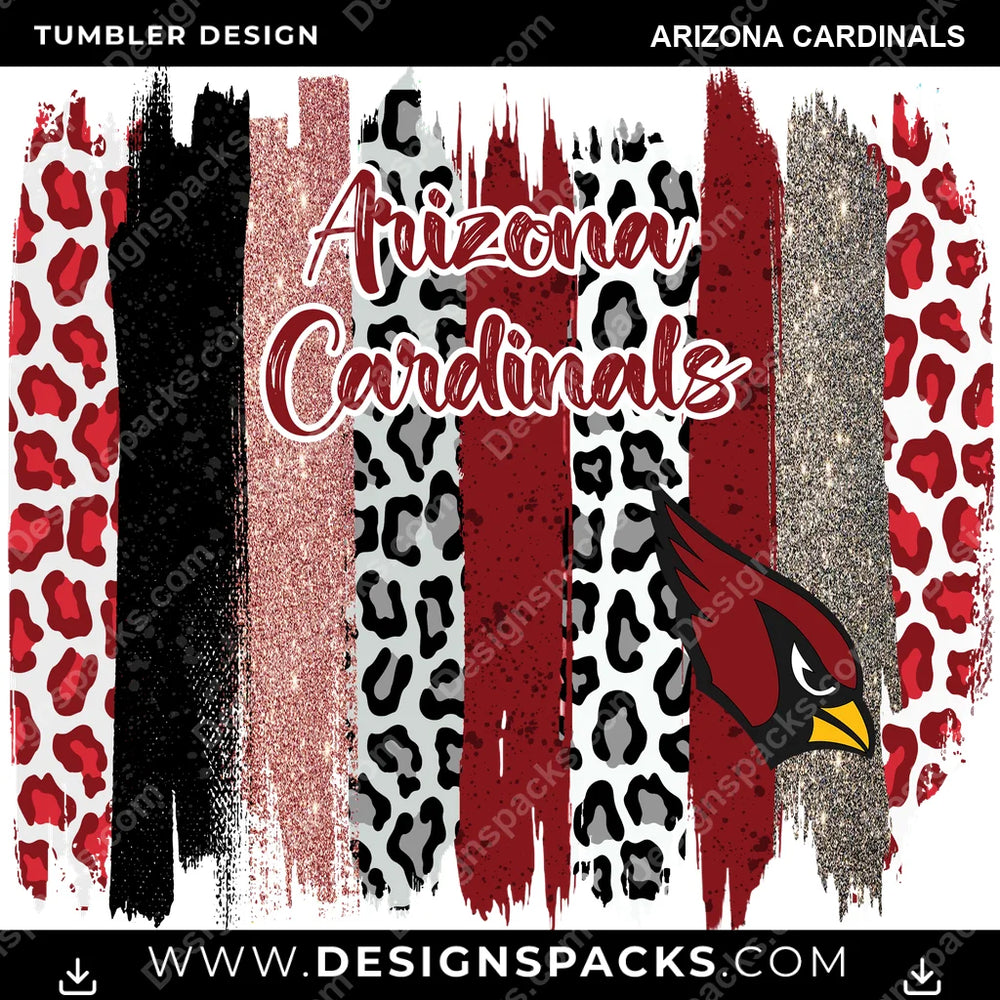 Football Brush Strokes Arizona Cardinals NFL Football Tumbler Digital Wrap Design Download
