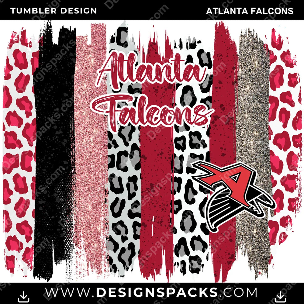 Football Brush Strokes Atlanta Falcons NFL Football Tumbler Digital Wrap Design Download