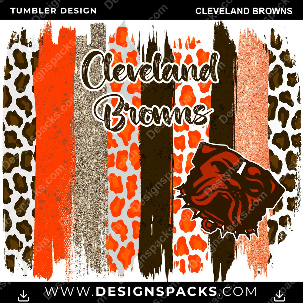 Football Brush Strokes Cleveland Browns NFL Football Tumbler Digital Wrap Design Download