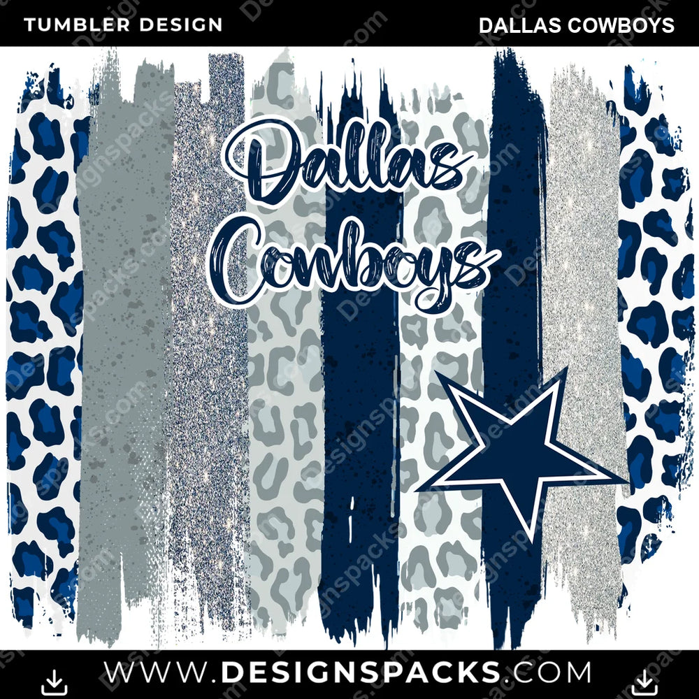 Football Brush Strokes Dallas Cowboys NFL Football Tumbler Digital Wrap Design Download
