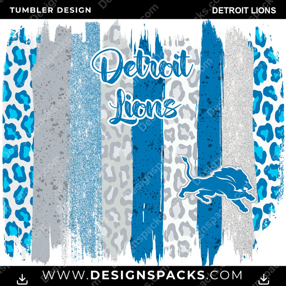 Football Brush Strokes Detroit Lions NFL Football Tumbler Digital Wrap Design Download