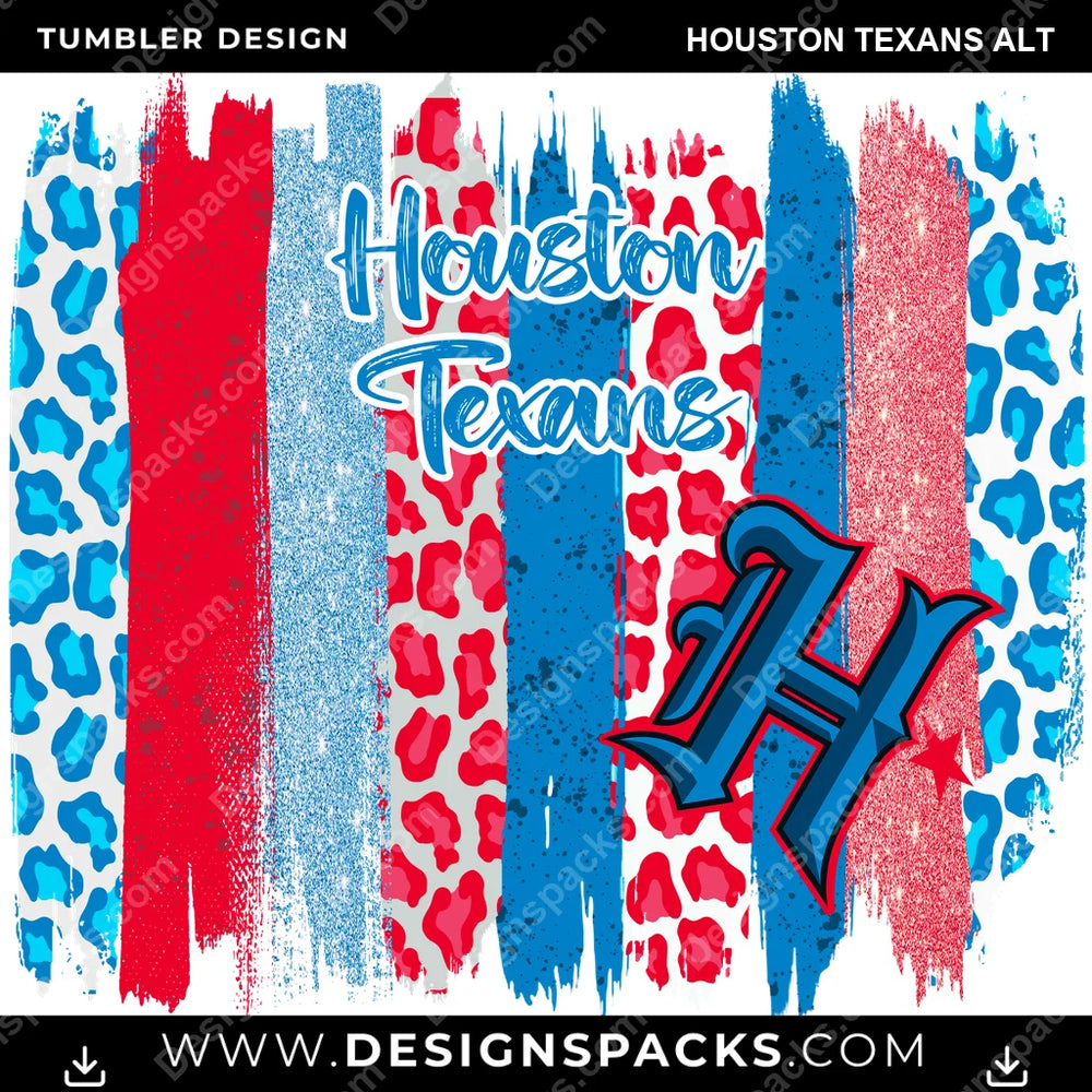 Football Brush Strokes Houston Texans Alt NFL Football Tumbler Digital Wrap Design Download