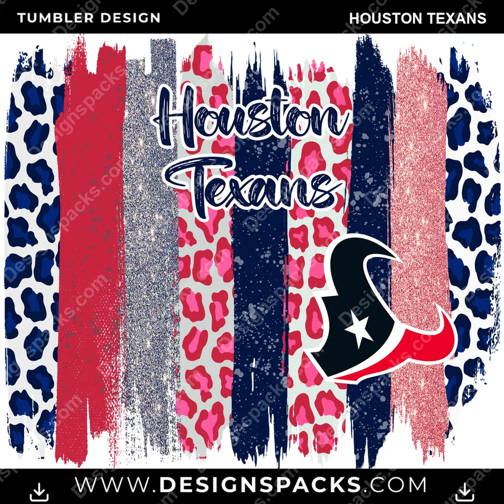 Football Brush Strokes Houston Texans NFL Football Tumbler Digital Wrap Design Download