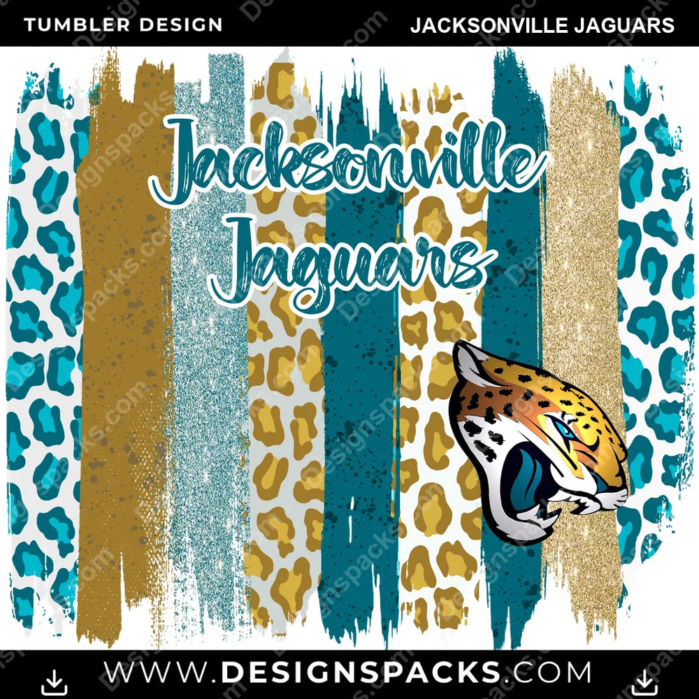 Football Brush Strokes Jacksonville Jaguars NFL Football Tumbler Digital Wrap Design Download