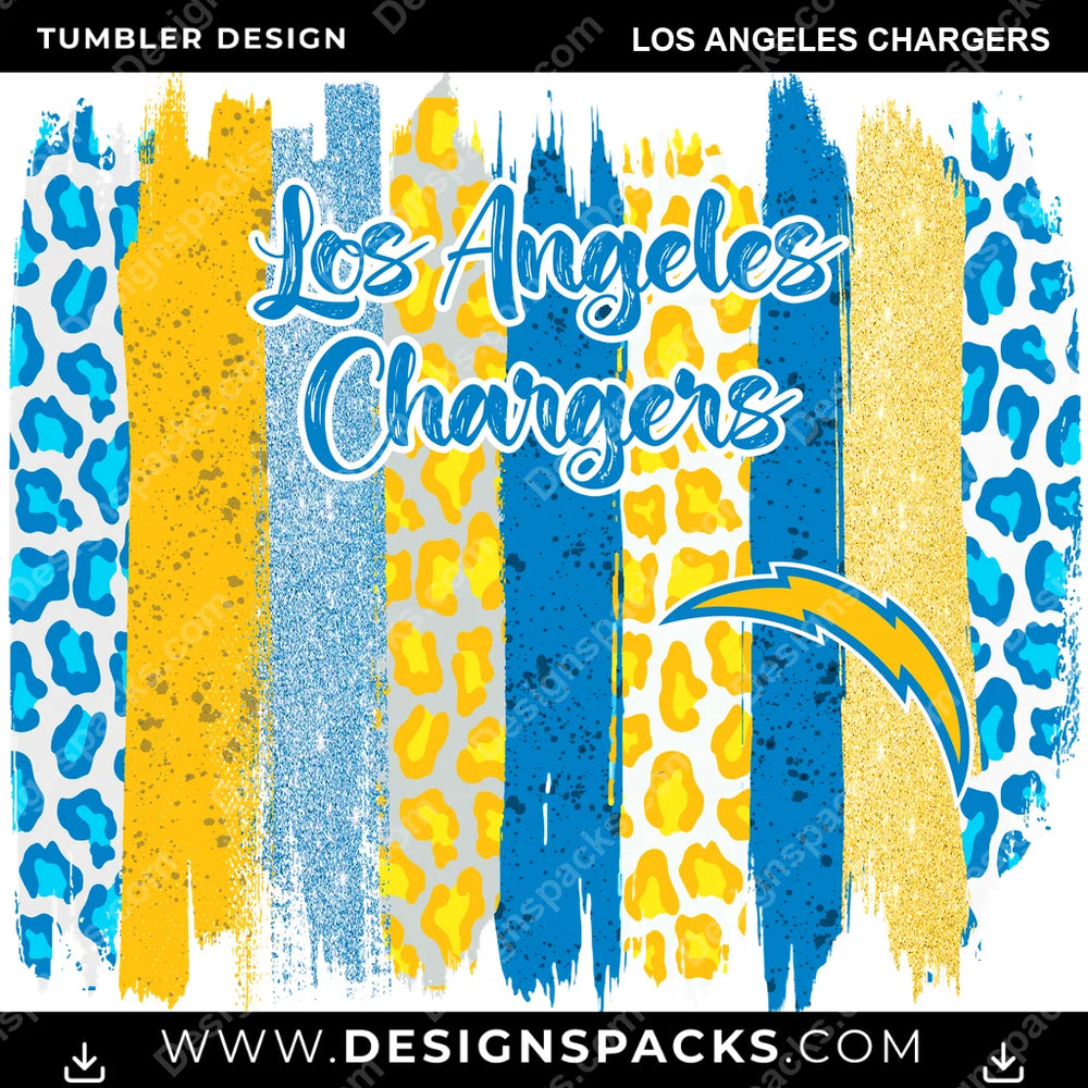 Football Brush Strokes Los Angeles Chargers NFL Football Tumbler Digital Wrap Design Download