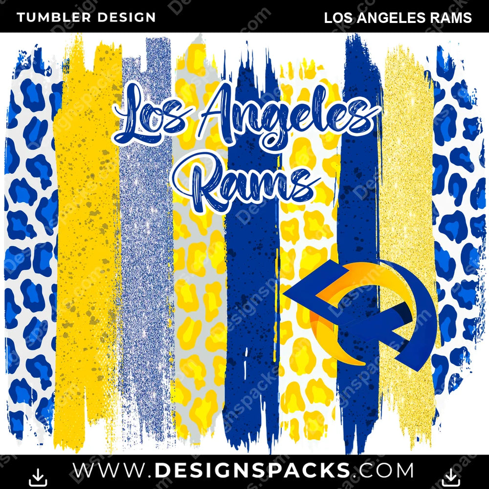 Football Brush Strokes Los Angeles Rams NFL Football Tumbler Digital Wrap Design Download