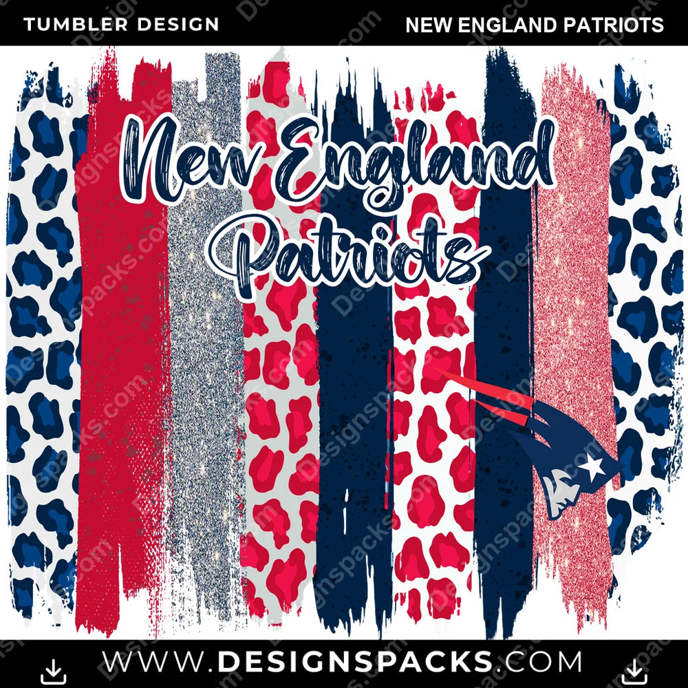 Football Brush Strokes New England Patriots NFL Football Tumbler Digital Wrap Design Download