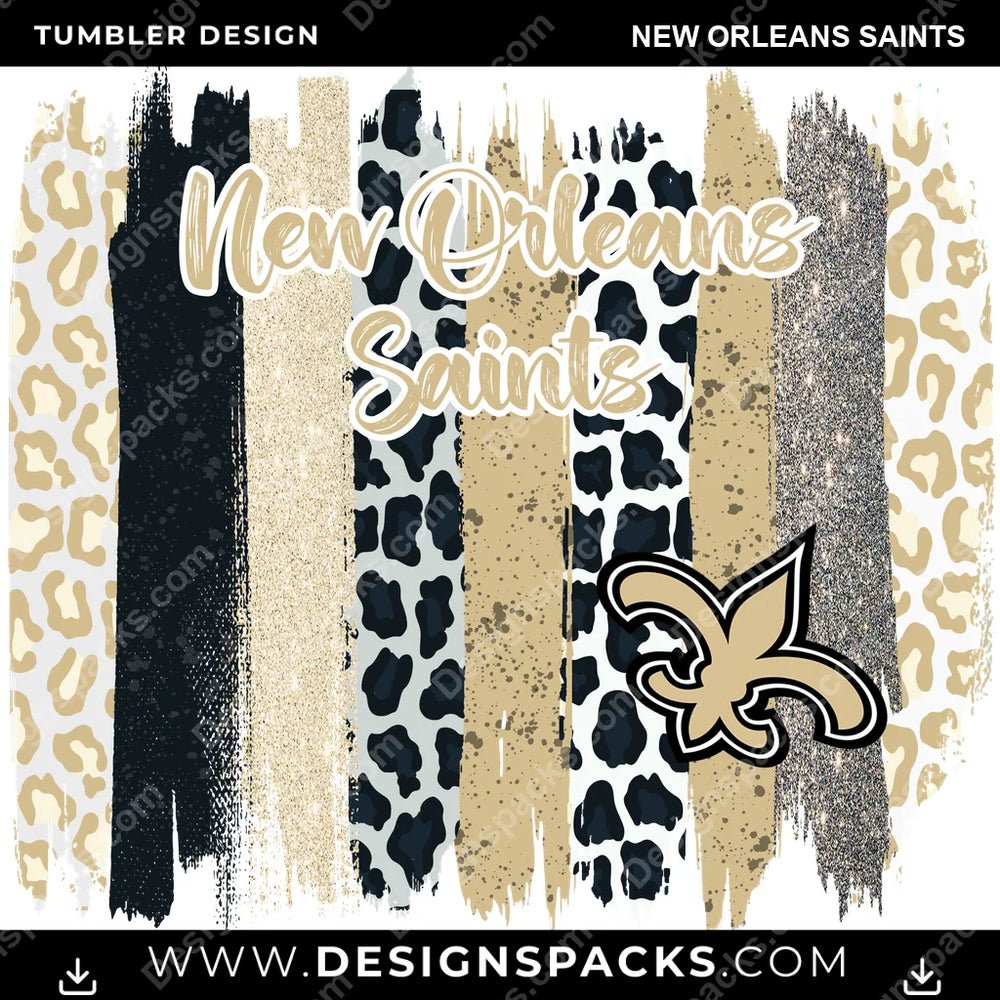 Football Brush Strokes New Orleans Saints NFL Football Tumbler Digital Wrap Design Download