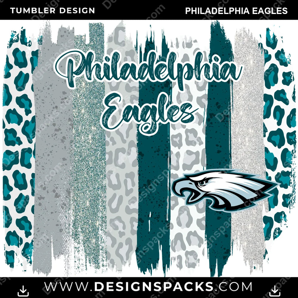 Football Brush Strokes Philadelphia Eagles NFL Football Tumbler Digital Wrap Design Download