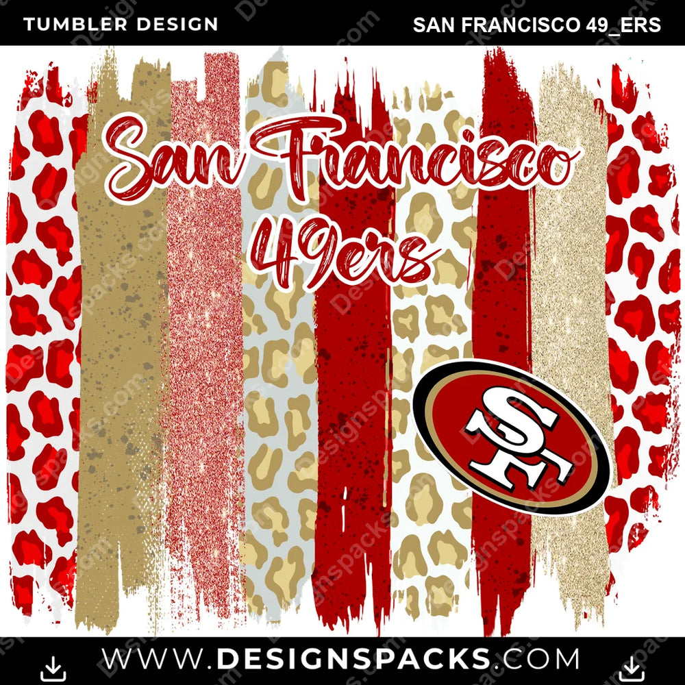 Football Brush Strokes San Francisco 49ers NFL Football Tumbler Digital Wrap Design Download
