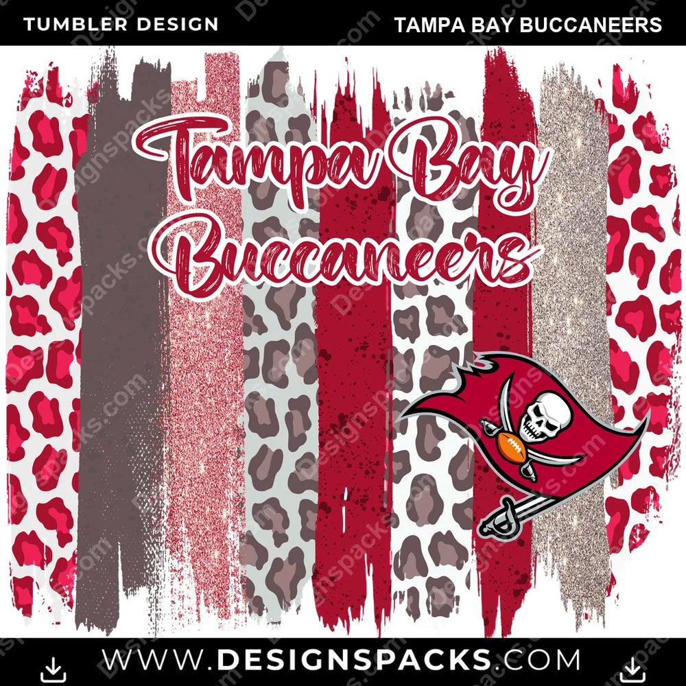 Football Brush Strokes Tampa Bay Buccaneers NFL Football Tumbler Digital Wrap Design Download