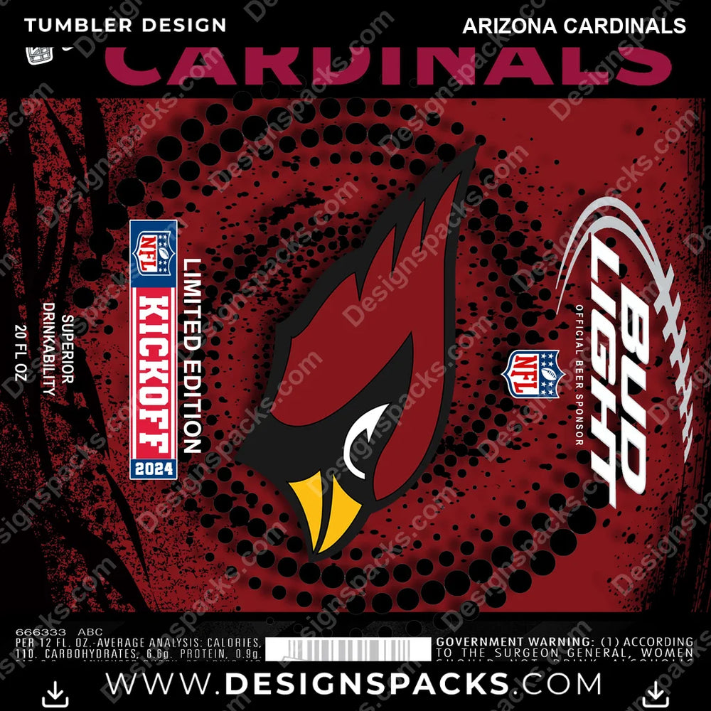 Football Bud Arizona Cardinals NFL Football Tumbler Digital Wrap Design Download