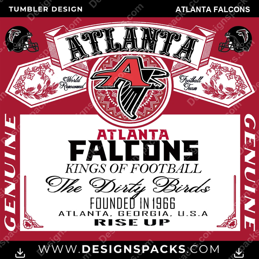 Football Bud Atlanta Falcons NFL Football Tumbler Digital Wrap Design Download