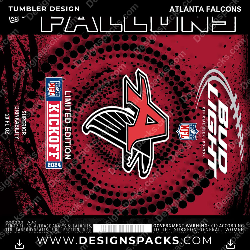 Football Bud Atlanta Falcons NFL Football Tumbler Digital Wrap Design Download