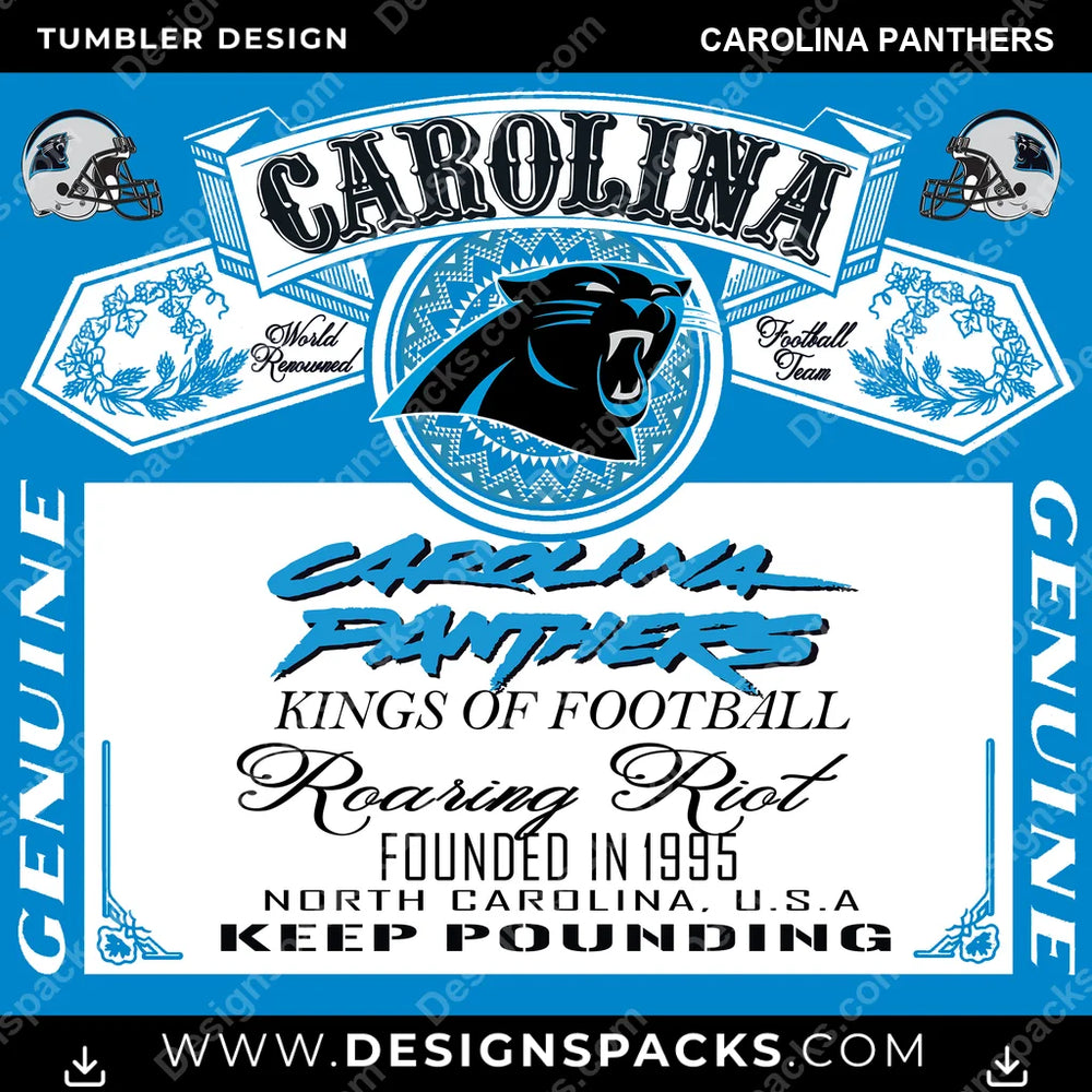 Football Bud Carolina Panthers NFL Football Tumbler Digital Wrap Design Download