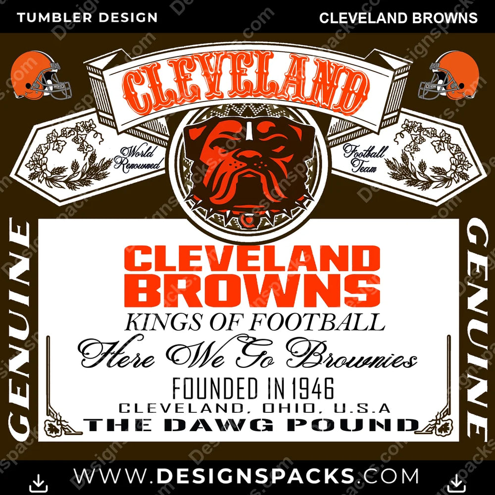 Football Bud Cleveland Browns NFL Football Tumbler Digital Wrap Design Download