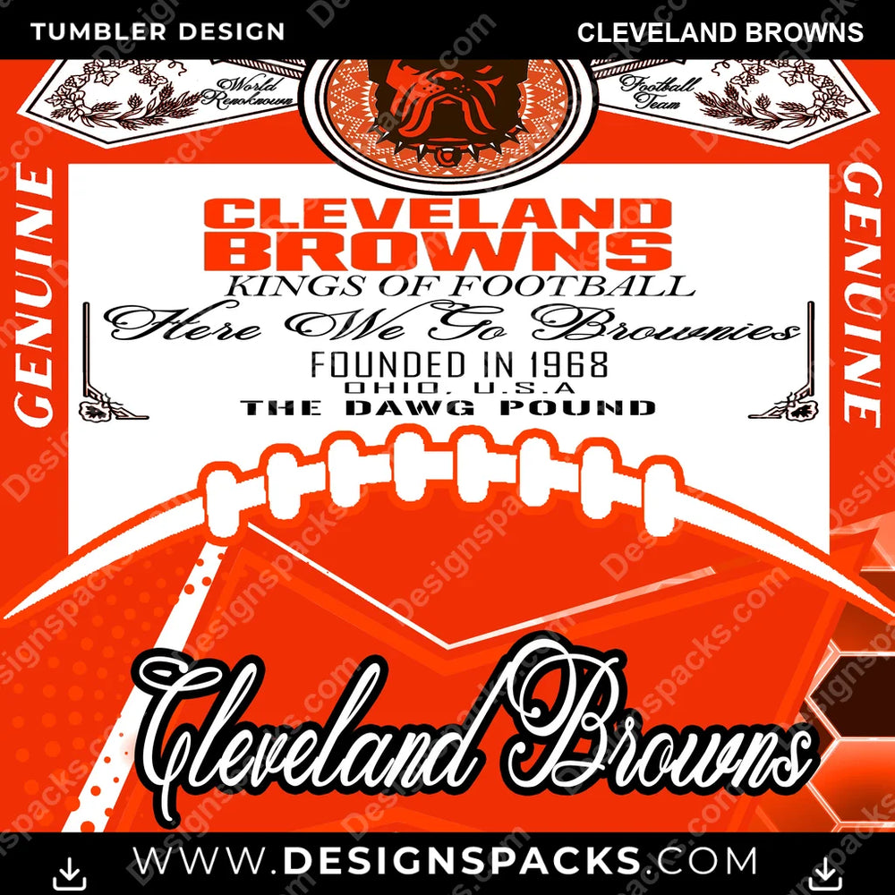 Football Bud Cleveland Browns NFL Football Tumbler Digital Wrap Design Download