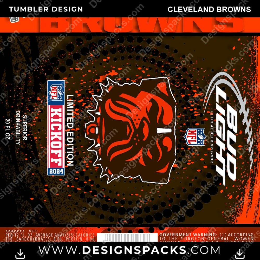 Football Bud Cleveland Browns NFL Football Tumbler Digital Wrap Design Download