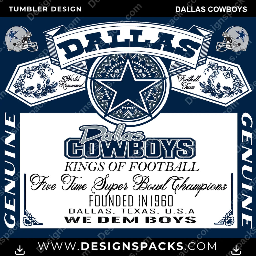 Football Bud Dallas Cowboys NFL Football Tumbler Digital Wrap Design Download