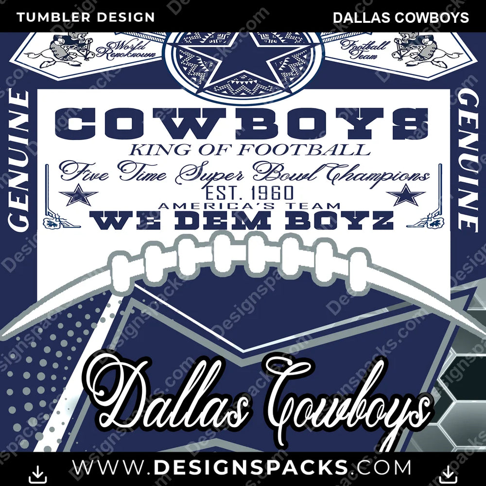 Football Bud Dallas Cowboys NFL Football Tumbler Digital Wrap Design Download