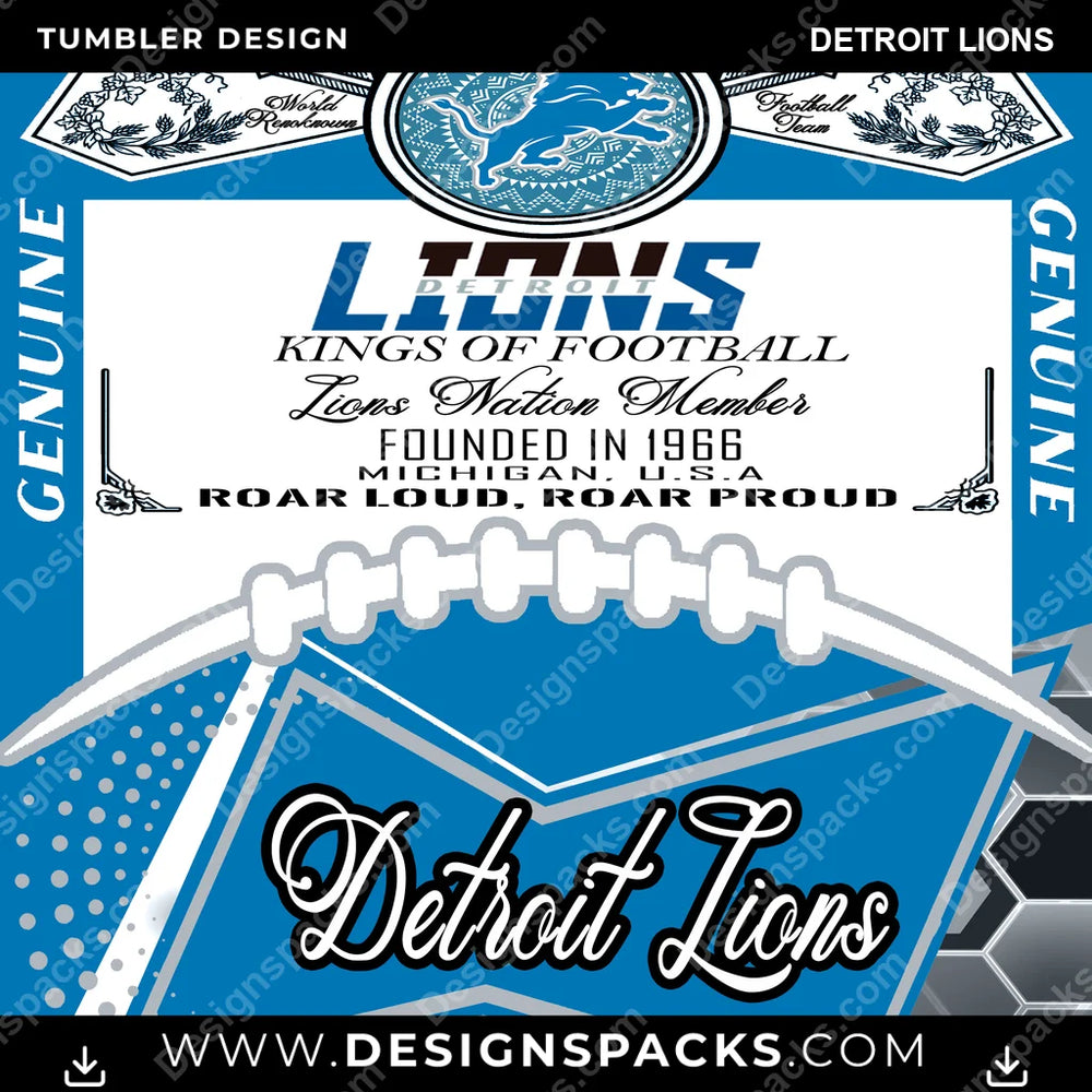 Football Bud Detroit Lions NFL Football Tumbler Digital Wrap Design Download