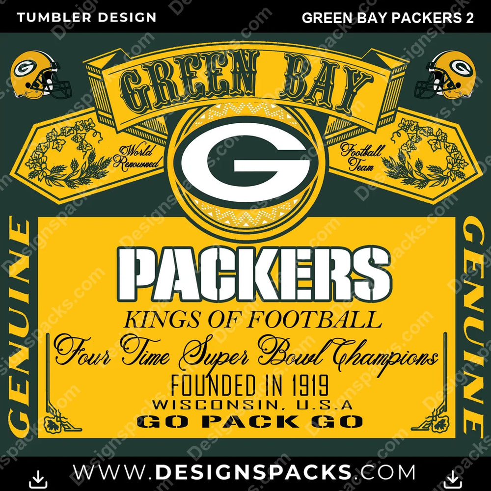 Football Bud Green Bay Packers 2 NFL Football Tumbler Digital Wrap Design Download