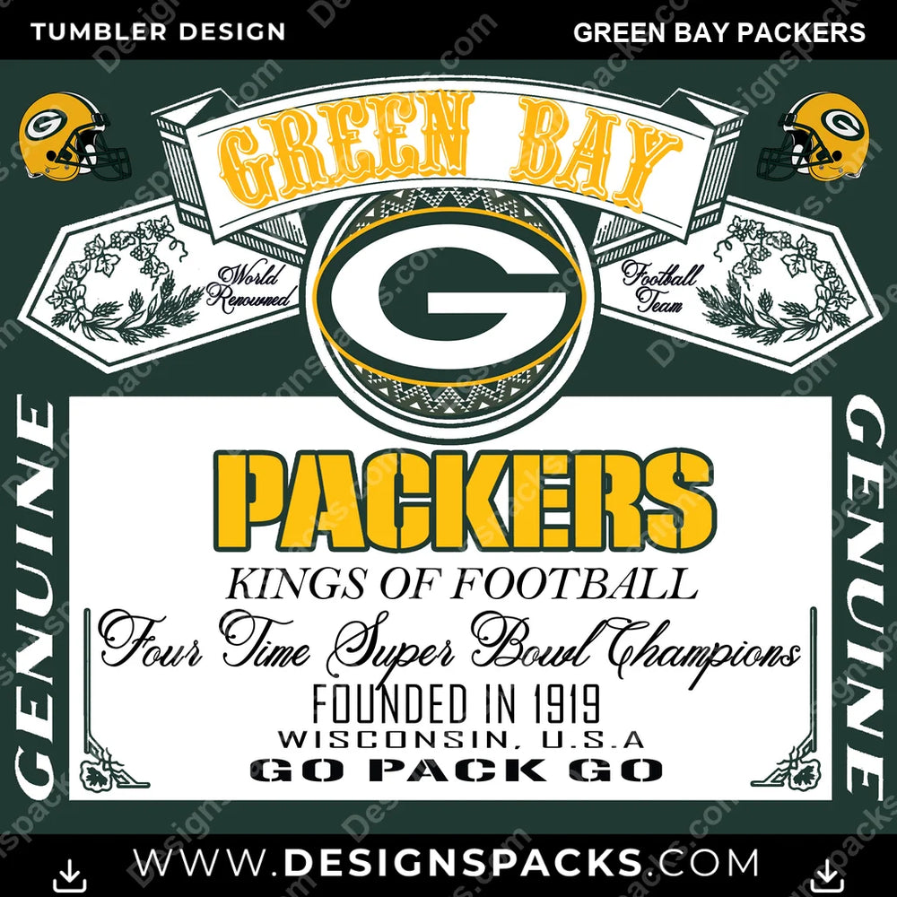 Football Bud Green Bay Packers NFL Football Tumbler Digital Wrap Design Download