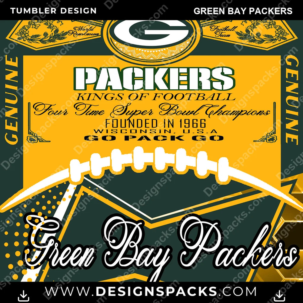 Football Bud Green Bay Packers NFL Football Tumbler Digital Wrap Design Download