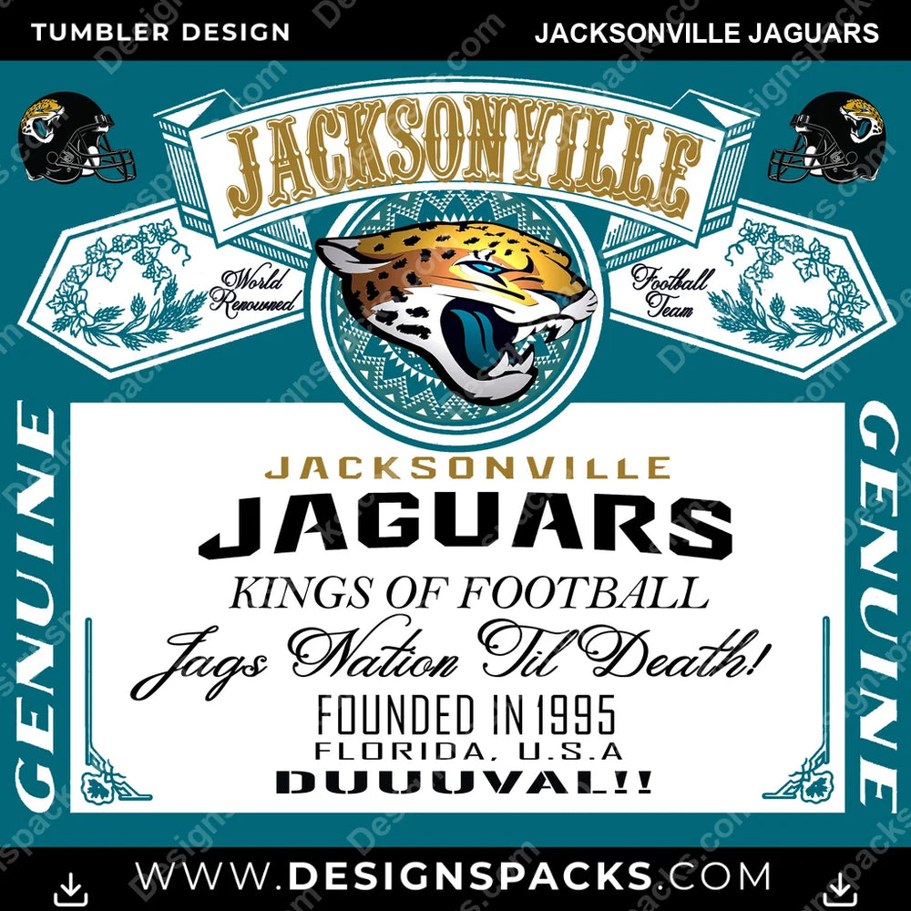Football Bud Jacksonville Jaguars NFL Football Tumbler Digital Wrap Design Download